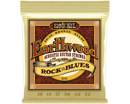 ERNIE BALL 2008 Earthwood 80/20 Bronze Rock&Blues 10-52 - Струны для акустической гитары Эрни Болл